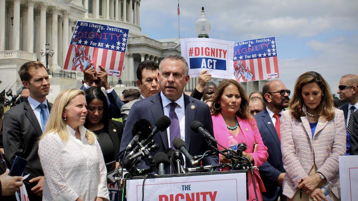 Rep. Adam Gray, D-Merced, speaks at a Washington, D.C. rally in support of the Dignity Act.