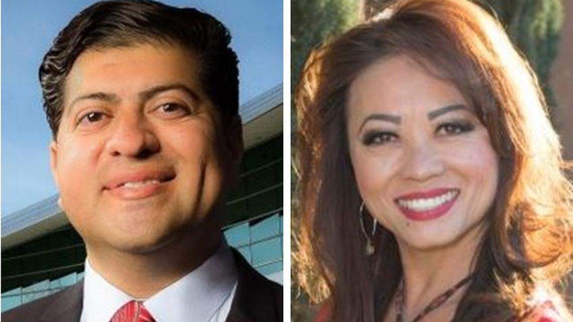 District 5 Fresno City Councilman Luis Chavez, left, and challenger Paula Yang were the top vote-getters in the June 5 primary.