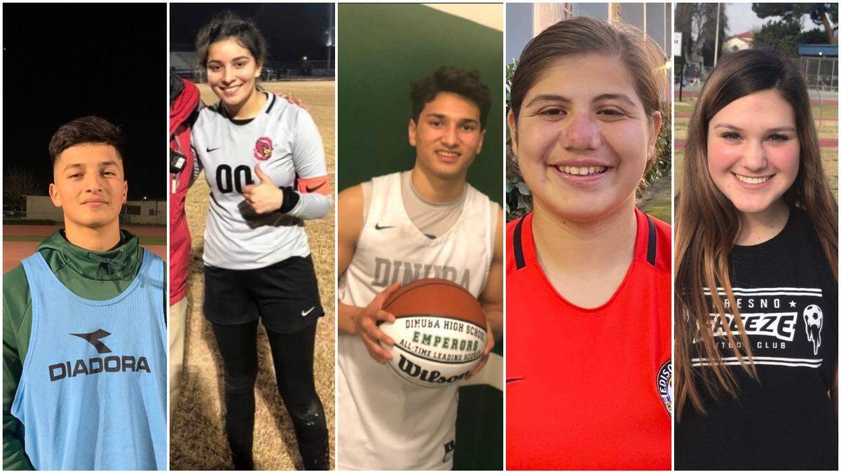Here are The Fresno Bee Player of the Week nominees for the week of Feb. 10-15 from left to right: Cristobal Ramos of Dinuba soccer, Mireya Lua, Orosi soccer, Josh Magana of Dinuba basketball, Carmen Rodriguez of Edison soccer and Samantha Montes of San Joaquin Memorial soccer.