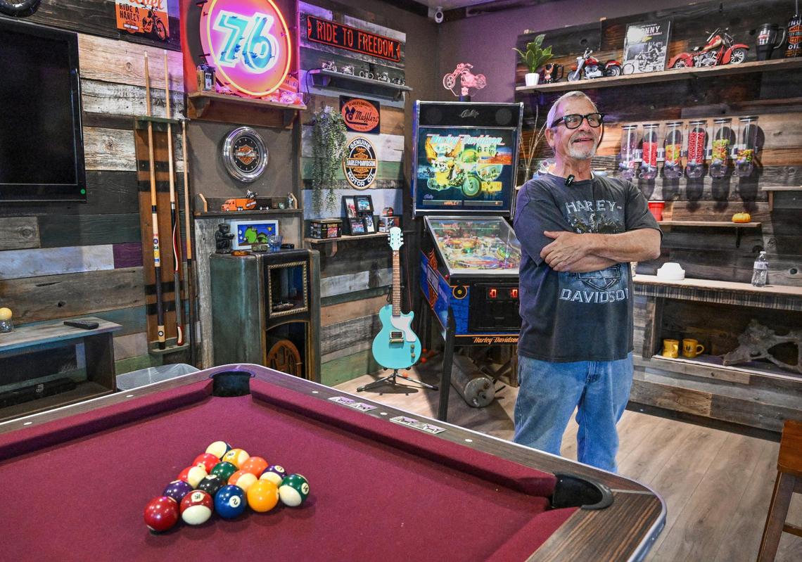 Yosemite Hemp Co. owner Mark Bagdasarian stands inside the Friant CBD shop that also serves as an event space where you can find classic cars, crafted bird houses and barbecue.