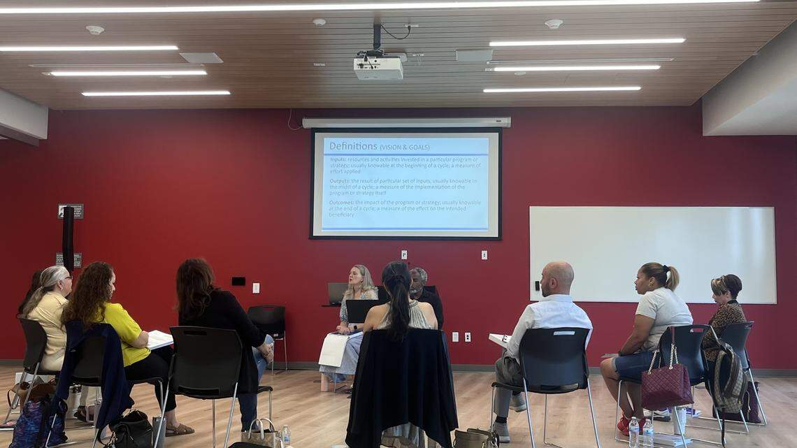 Fresno Unified board trustees gathered at Fresno City College’s West Center for a two-day retreat in September 2024 to learn from their board leadership coach, Council of the Great City Schools.