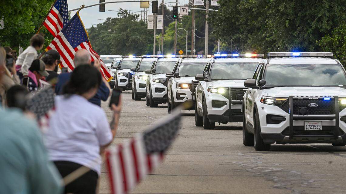 Body of Tulare County deputy killed in line of duty escorted to funeral home
