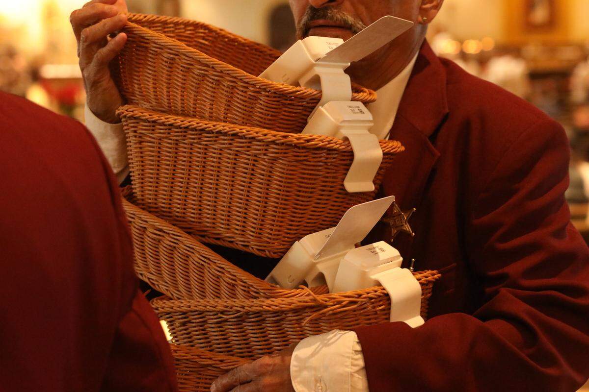 The collection baskets at two&nbsp;Central Valley-area Catholic churches have gone high-tech, with credit card readers strapped to the sides as the straw woven baskets are passed down rows of pews so parishioners can&nbsp;tap&nbsp;in $20 or $40 donation increments&nbsp;during mass.