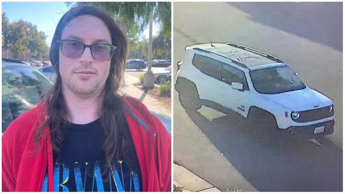 David Joseph Hart, 29, of Planada, pictured at left, was arrested for allegedly sexually assaulting a child while walking to school. Merced police said there could be more victims and released this photo of Hart and the white Jeep Renegade they believe he used during the crimes.