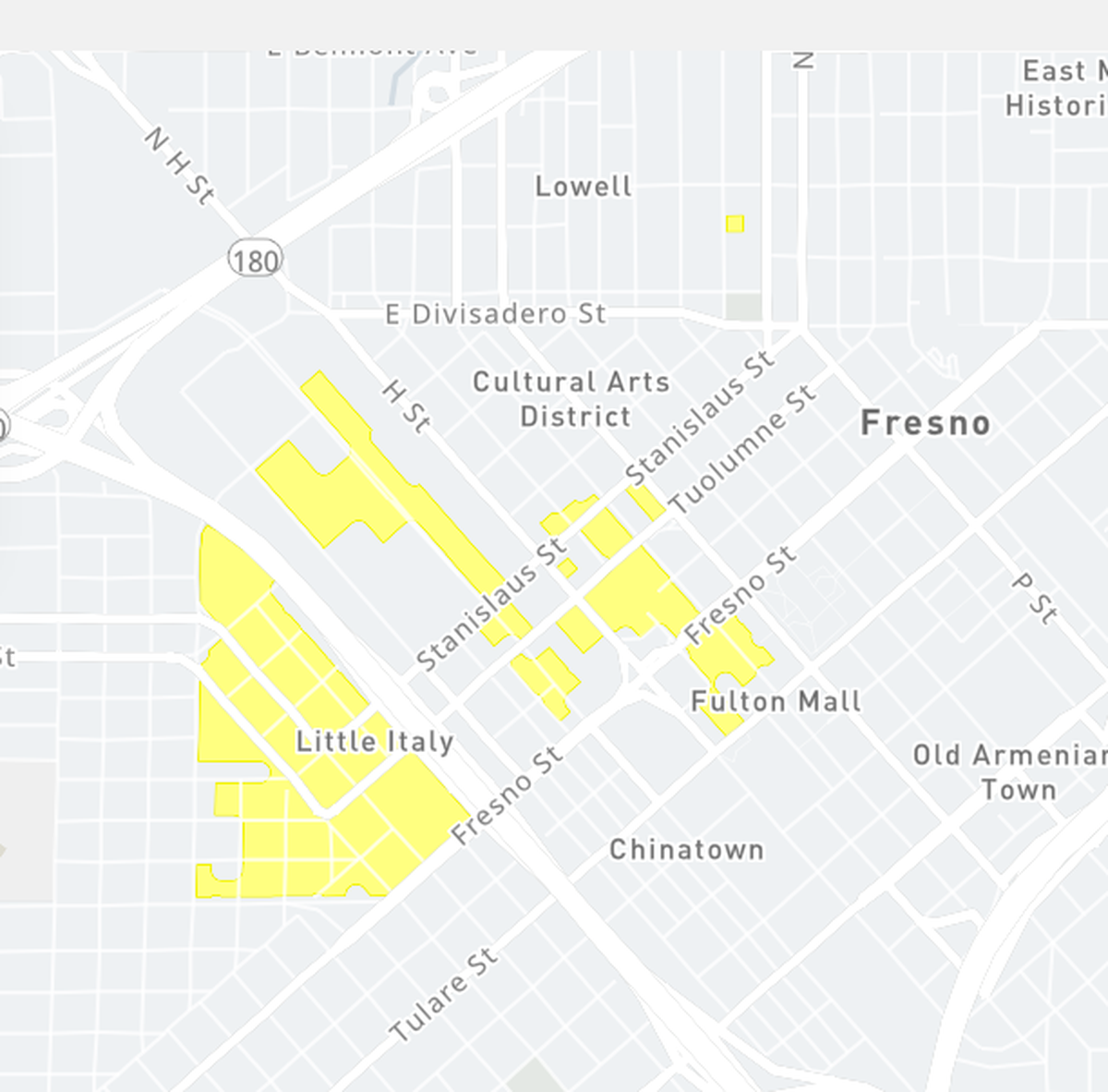 Power is out in downtown Fresno on Saturday, Dec. 17, 2022.