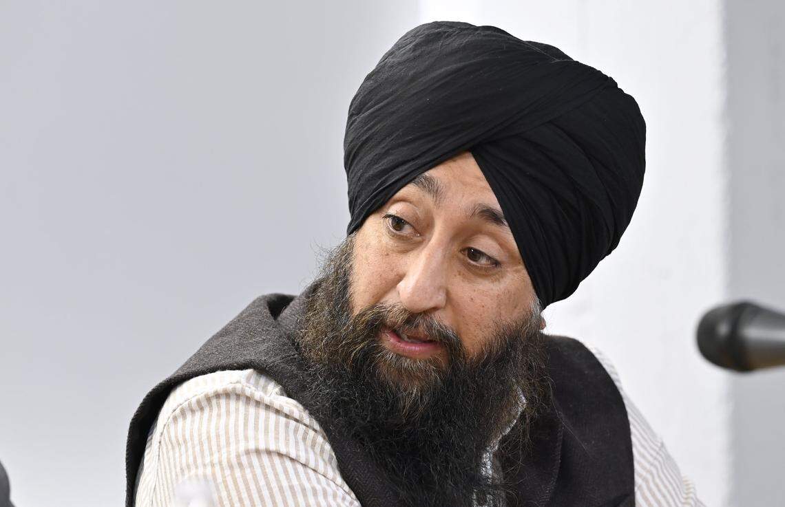 Dictrict 1 candidate Deep Singh, seen during a Fresno City Council forum held by The Fresno Bee Friday, April 17, 2026 in downtown Fresno