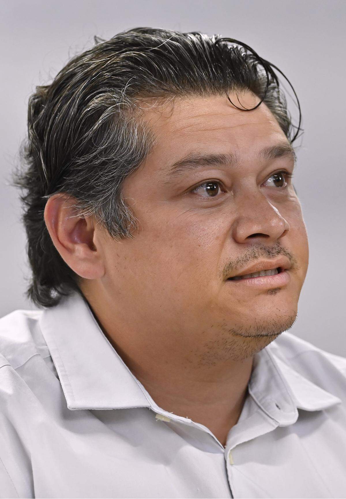 Dictrict 1 candidate Joe Hinojosa, seen during a Fresno City Council forum held by The Fresno Bee Friday, April 17, 2026 in downtown Fresno