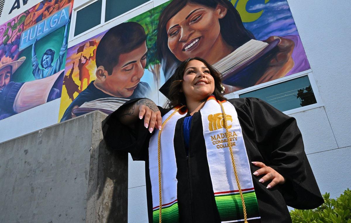 Madera Community College graduate Vanessa Barraza hopes to enter nursing school and work at Valley Children’s Hospital. Photographed Tuesday, May 28, 2024 in Madera.