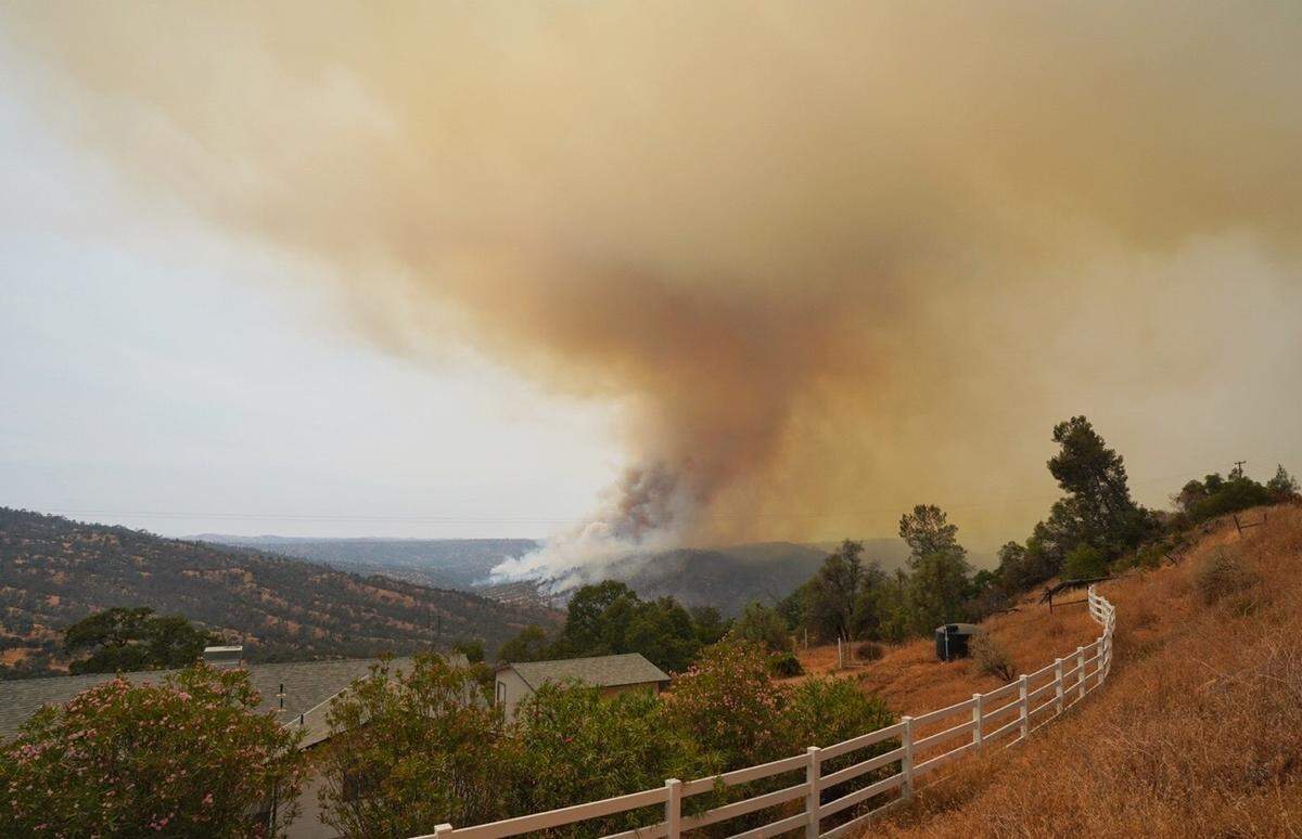 The River Fire, as seen Monday, July 12, 2021, from Grub Gulch Road and Road 600. As of Monday afternoon, the fire had grown to 8,000 acres, then surged another 1,000 acres by early evening.