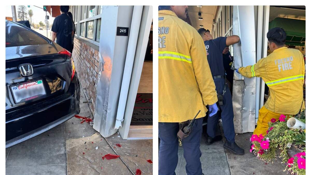 Vehicle crashes at Sam’s Italian Deli in Fresno after a spin out, police say