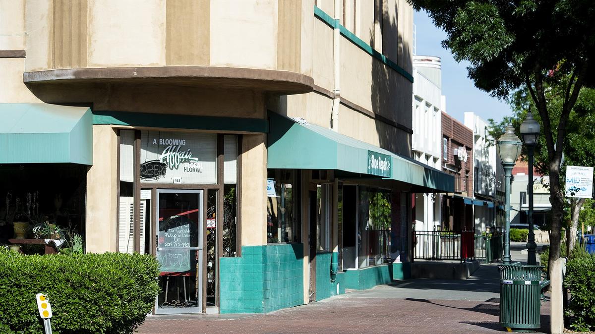 West Main Street in downtown Merced, Calif., on Thursday, May 7, 2020.