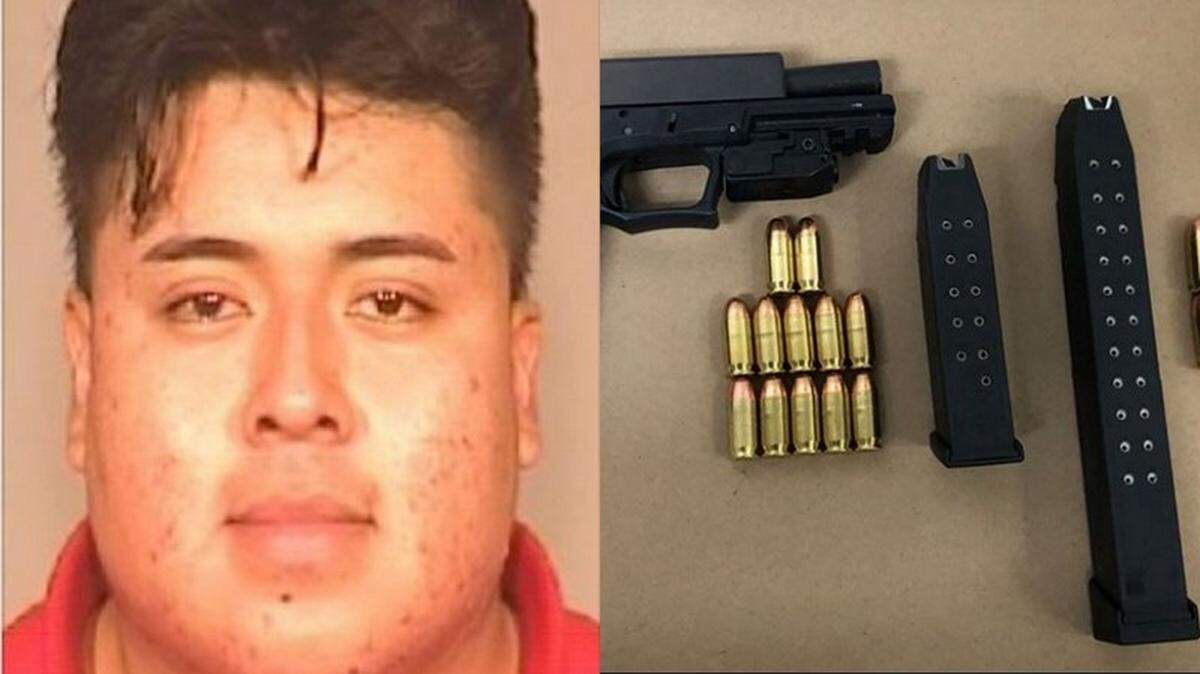 Fresno police arrested Oscar Reyes-Cruz, 20, on weapons and high-capacity magazine charges Monday.