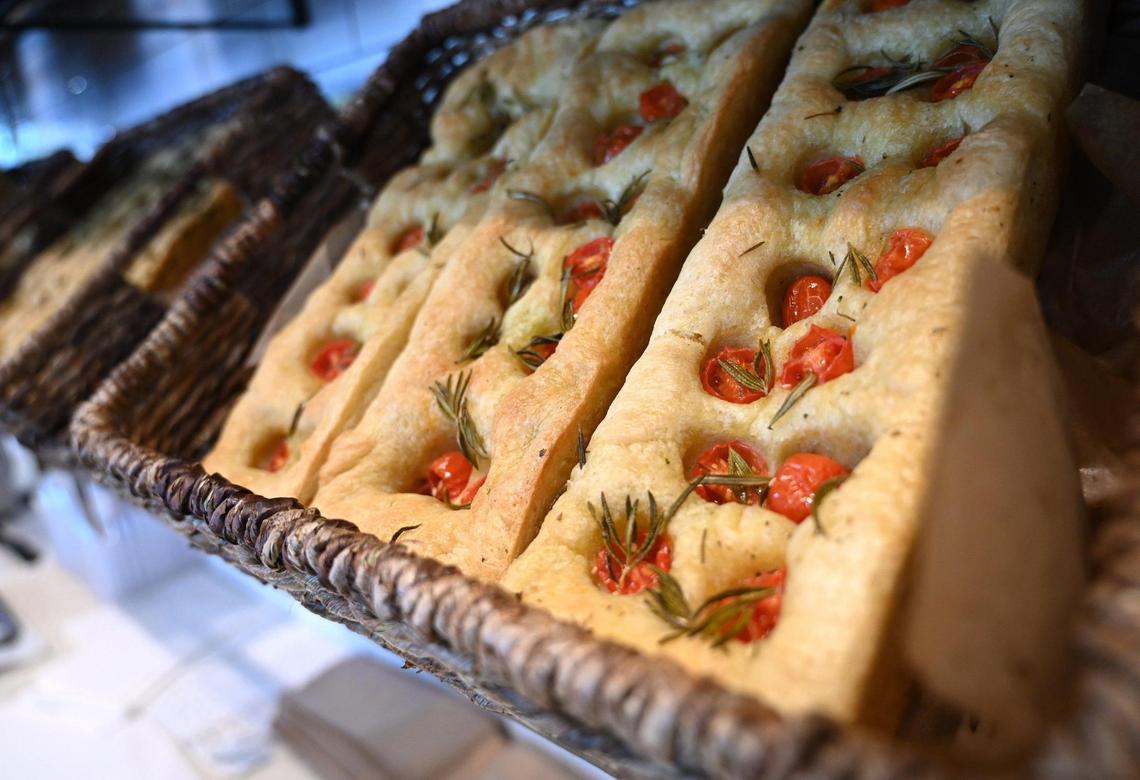 Cherry Tomato Focaccia ready for sale at Yava Bakery and Cafe, photographed Monday, Oct. 3, 2022 in Fresno.