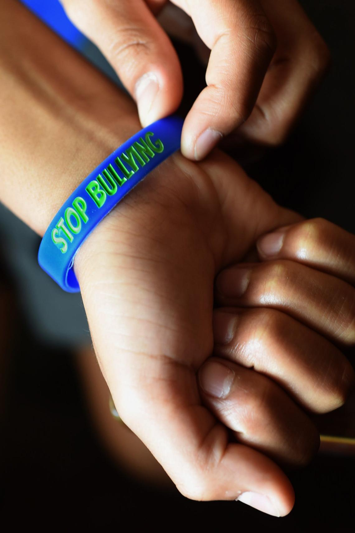 Along with T-shirts, wristbands are being made and distributed in a campaign against bullying, led by 12-year-old Tarrick Walker, with his parents Marcel and Darlene Walker, after Tarrick was called a racial slur while playing basketball at his Hanford school.
