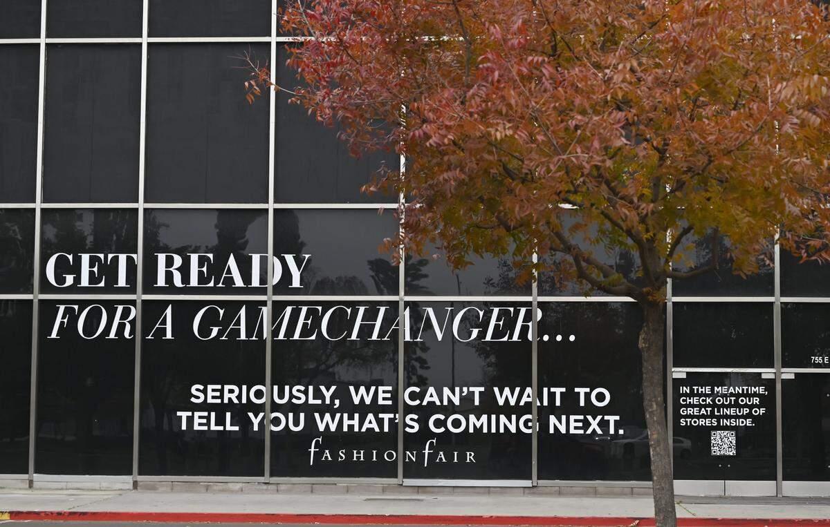 The former Forever 21 location teases a future tenant at Fashion Fair Mall, seen Tuesday, Dec. 9, 2025 in Fresno.