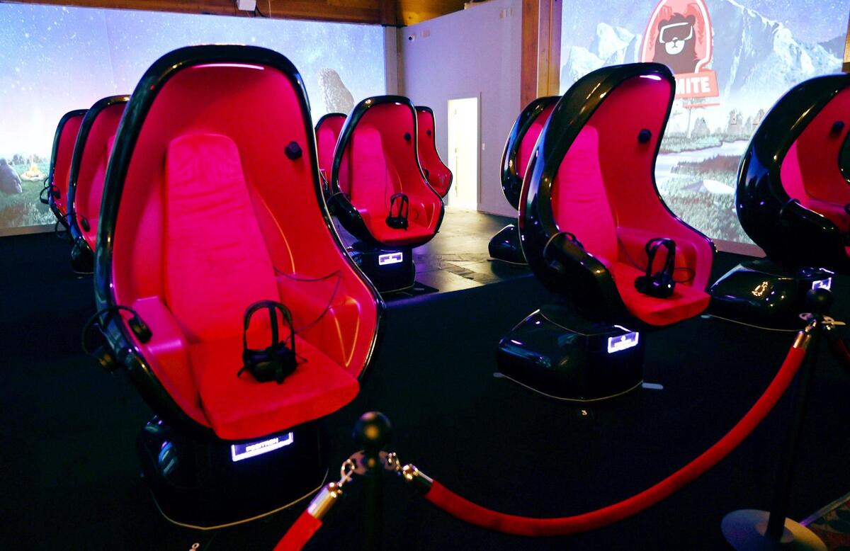 Positron virtual reality motion pods are shown which deliver haptic elements including the smell of pine trees for Experience Yosemite at Yosemite Cinema in Oakhurst. Photographed Monday, July 18, 2022.
