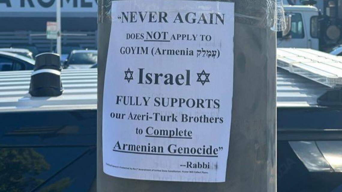 One of the hateful flyers put up in late March in Glendale, near an Armenian American church.