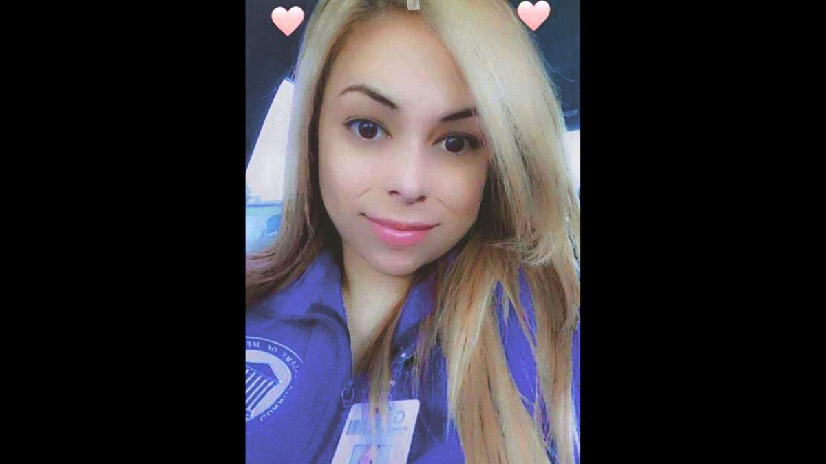 A photo of Juliana Ramos, displayed at a press conference where the California Highway Patrol announced the arrest of James Leonard Comazzi, 68, a Sonora man, as a suspect in the killing of Juliana Ramos, who was helping a motorist following a crash on Highway 99. Photographed Tuesday, Oct. 5, 2021 in Fresno.