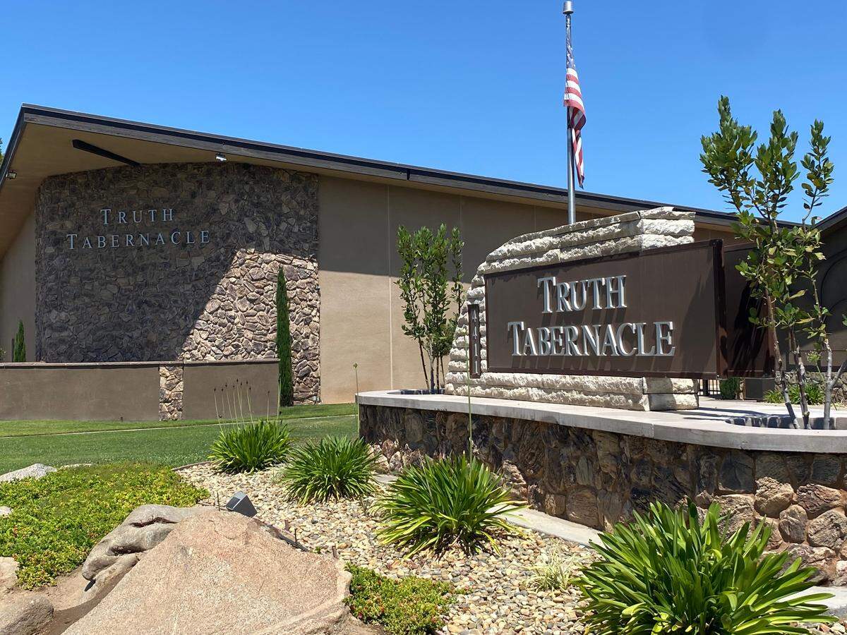 Truth Tabernacle on First Street north of Ashlan Avenue in Fresno on Wednesday, June 21, 2023. The church, which is affiliated with United Pentecostal Church International, also houses a Christian school.
