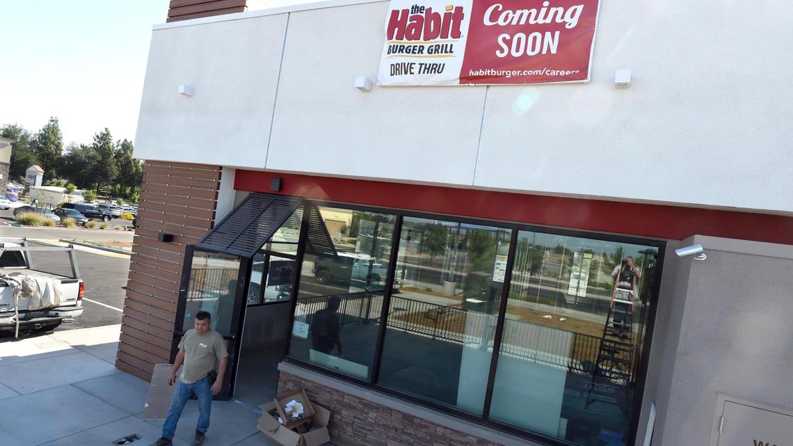 The new Habit Burger, at Herndon and Brawley, wrapping up construction, Aug. 4, 2021.