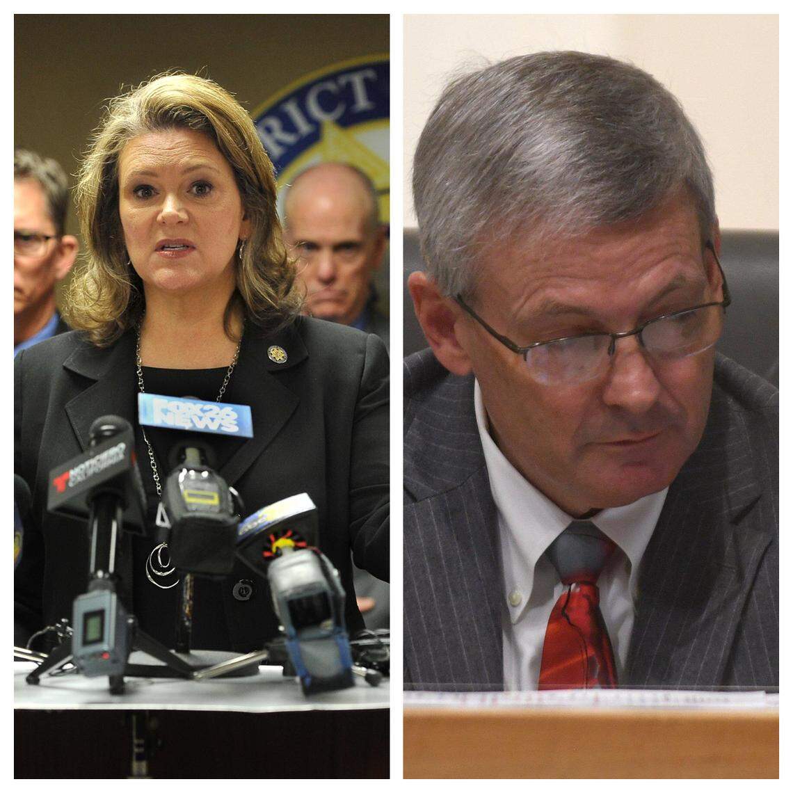 Fresno County District Attorney Lisa Smittcamp, left, and former Fresno City Attorney Doug Sloan. (Bee file photos)