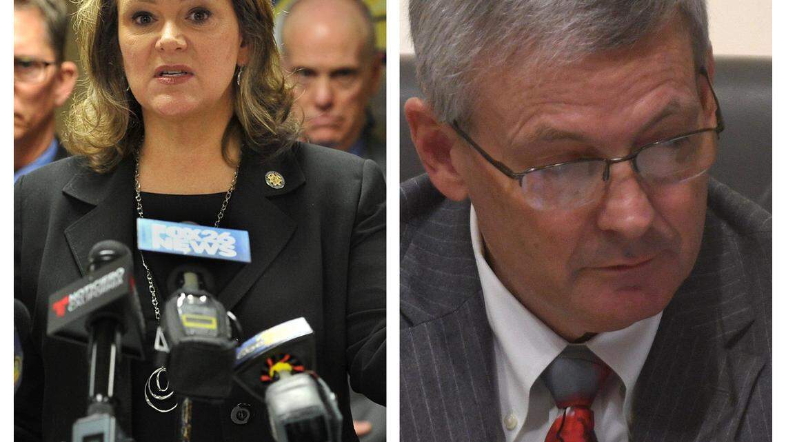 Fresno City Attorney Doug Sloan on Monday asked District Attorney Lisa Smittcamp to “help correct” remarks she made over the weekend during a television appearance in connection with a recently shuttered investigation of four city councilmembers. (Bee file photos)