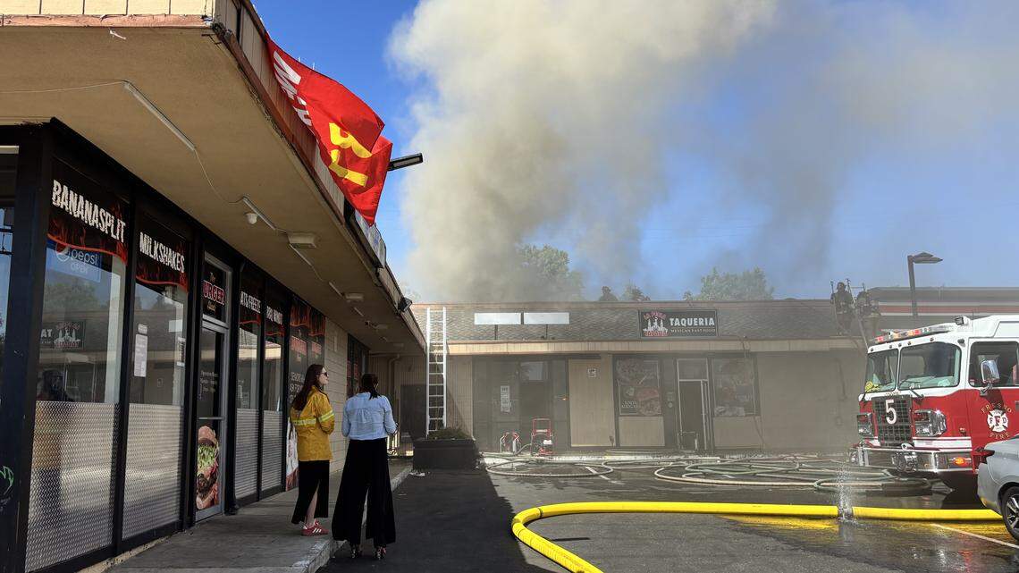 Attic fire near 7-Eleven in Fresno prompts 2-alarm response at busy intersection