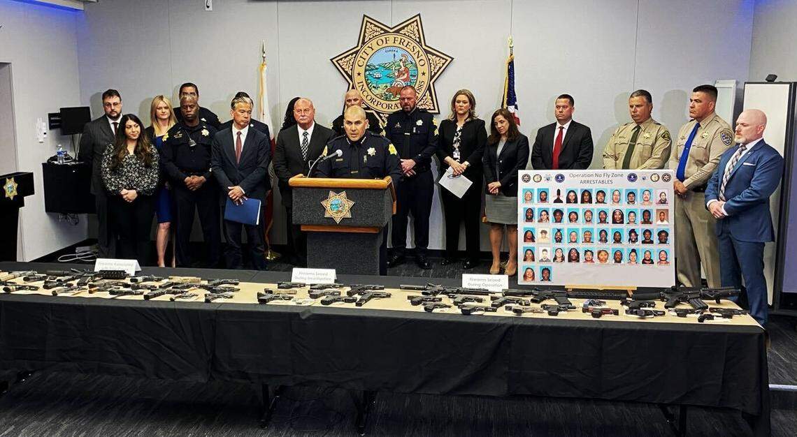Fresno Police Chief Paco Balderrama speaks during a joint press conference on Friday, April 15, 2022.