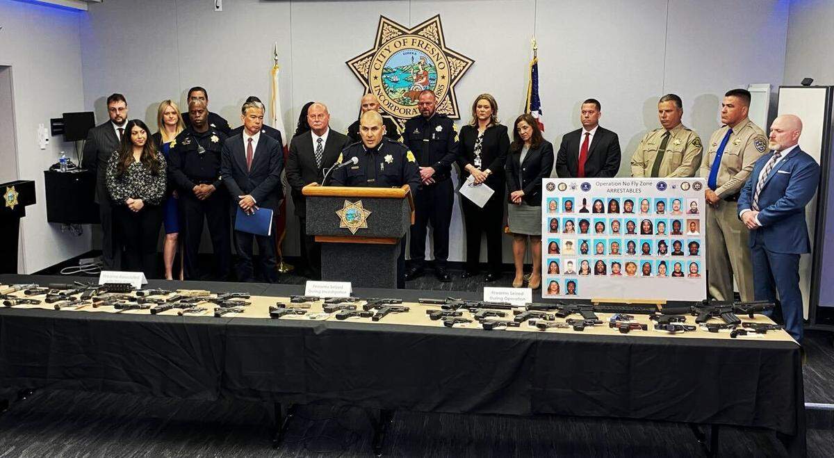 Fresno Police Chief Paco Balderrama speaks during a joint press conference on Friday, April 15, 2022.
