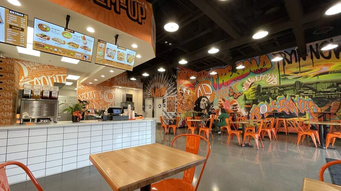New construction at northwest Fresno shopping center. Two restaurants are open