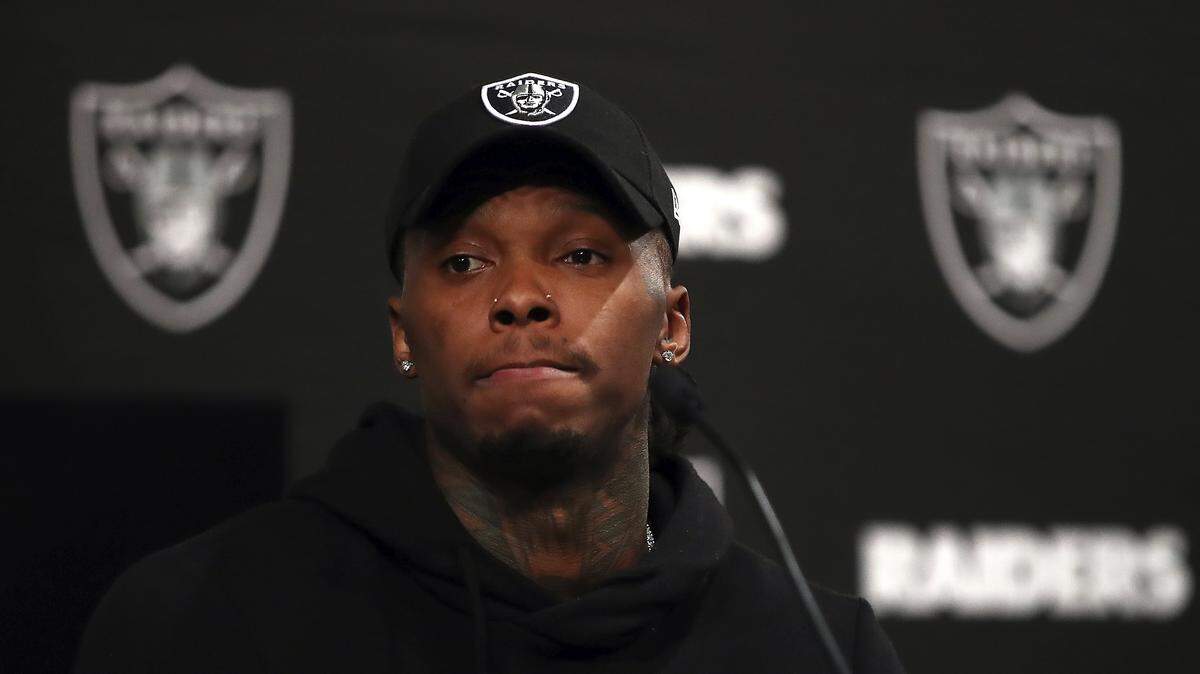 Oakland Raiders traded for Martavis Bryant from the Pittsburgh Steelers during the NFL Draft. He listens to a reporter's question during an NFL football media conference Friday, April 27, 2018, in Alameda, Calif. (AP Photo/Ben Margot)