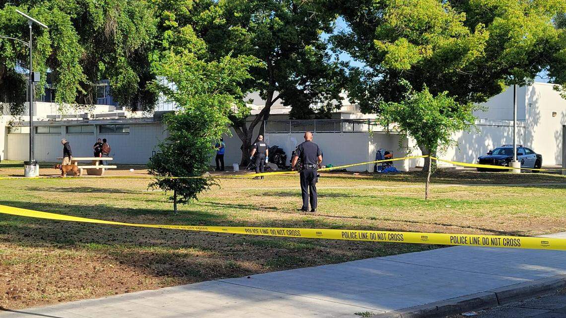 A man shot at a group of homeless people at park in central Fresno on Friday and struck a man. It happened inside Radio Park near Clinton Avenue and First Street.