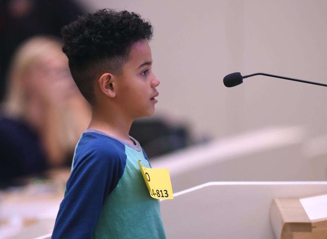 Joseph O’Neal, 8, speaks out against the proposal which would make it illegal for drivers to give out handouts to panhandlers. Photographed Thursday, March 21, 2019 in Fresno.