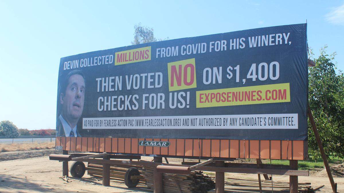 The Fearless Action Political Action Committee PAC on June 4, 2021, said it will unveil its first billboard in Rep. Devin Nunes’ hometown of Tulare off of Highway 99.
