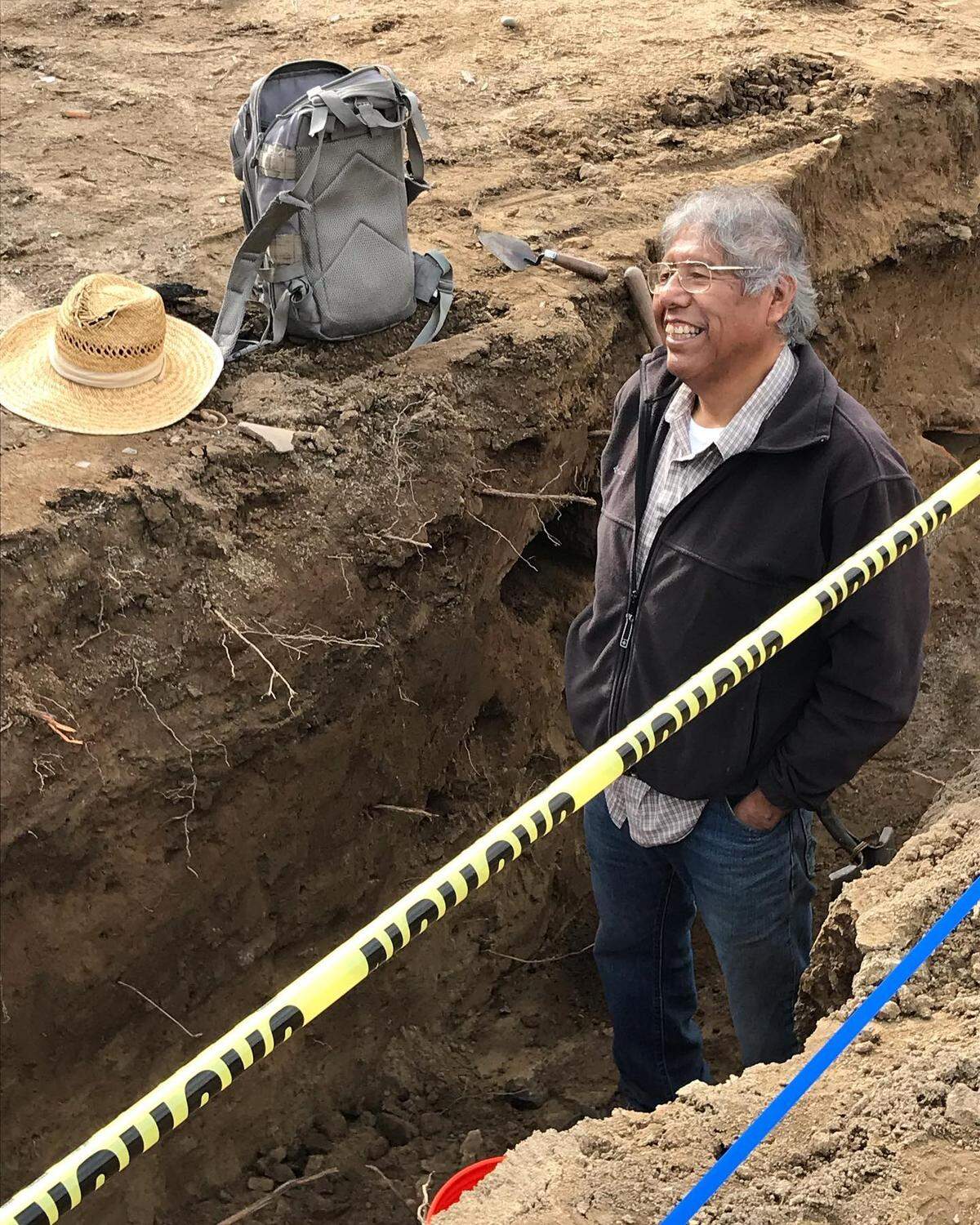Gaylen Lee on an archaeological dig site.