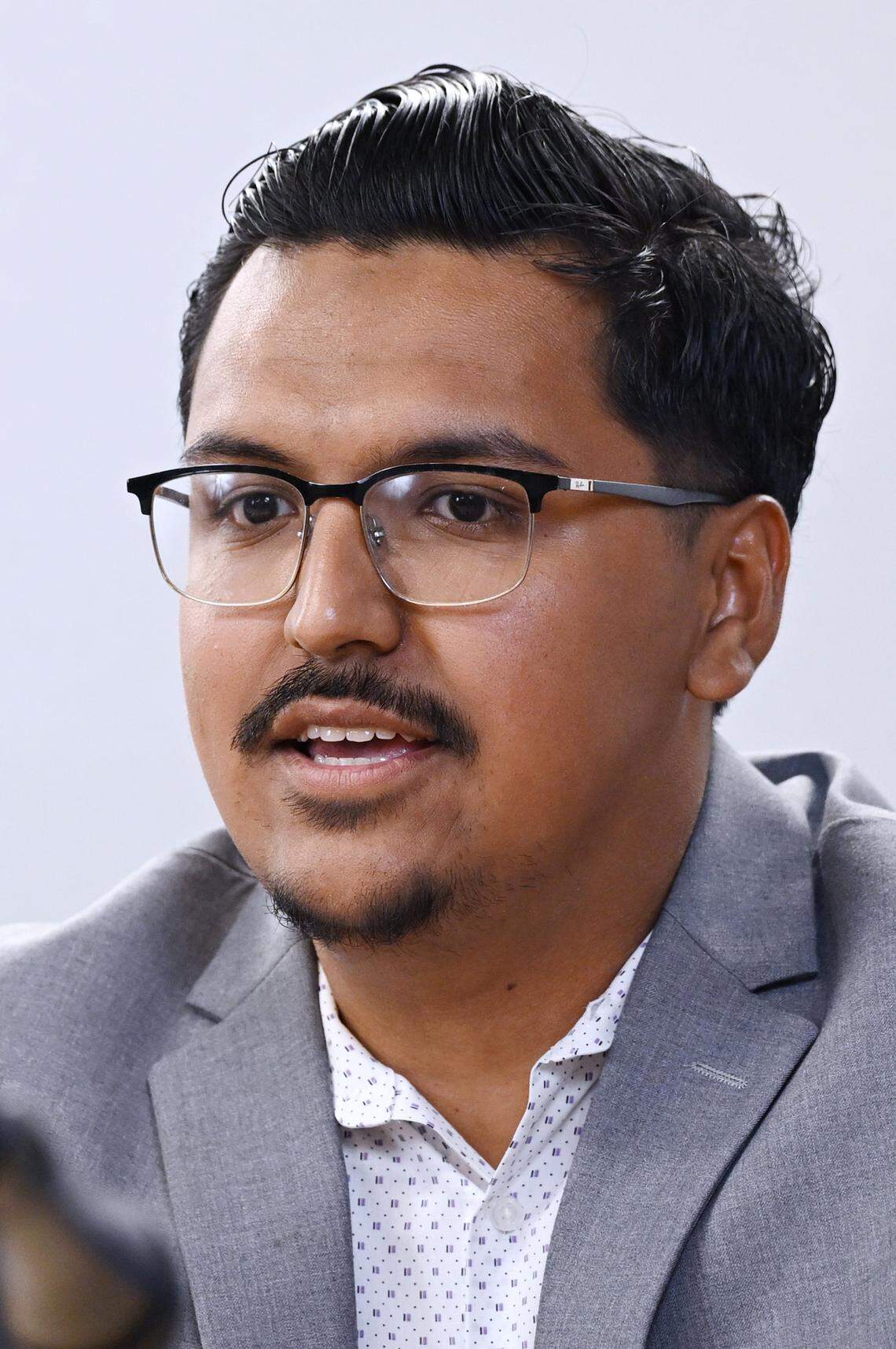 Dictrict 3 candidate Fernando Alvarez, seen during a Fresno City Council forum held by The Fresno Bee Friday, April 17, 2026 in downtown Fresno