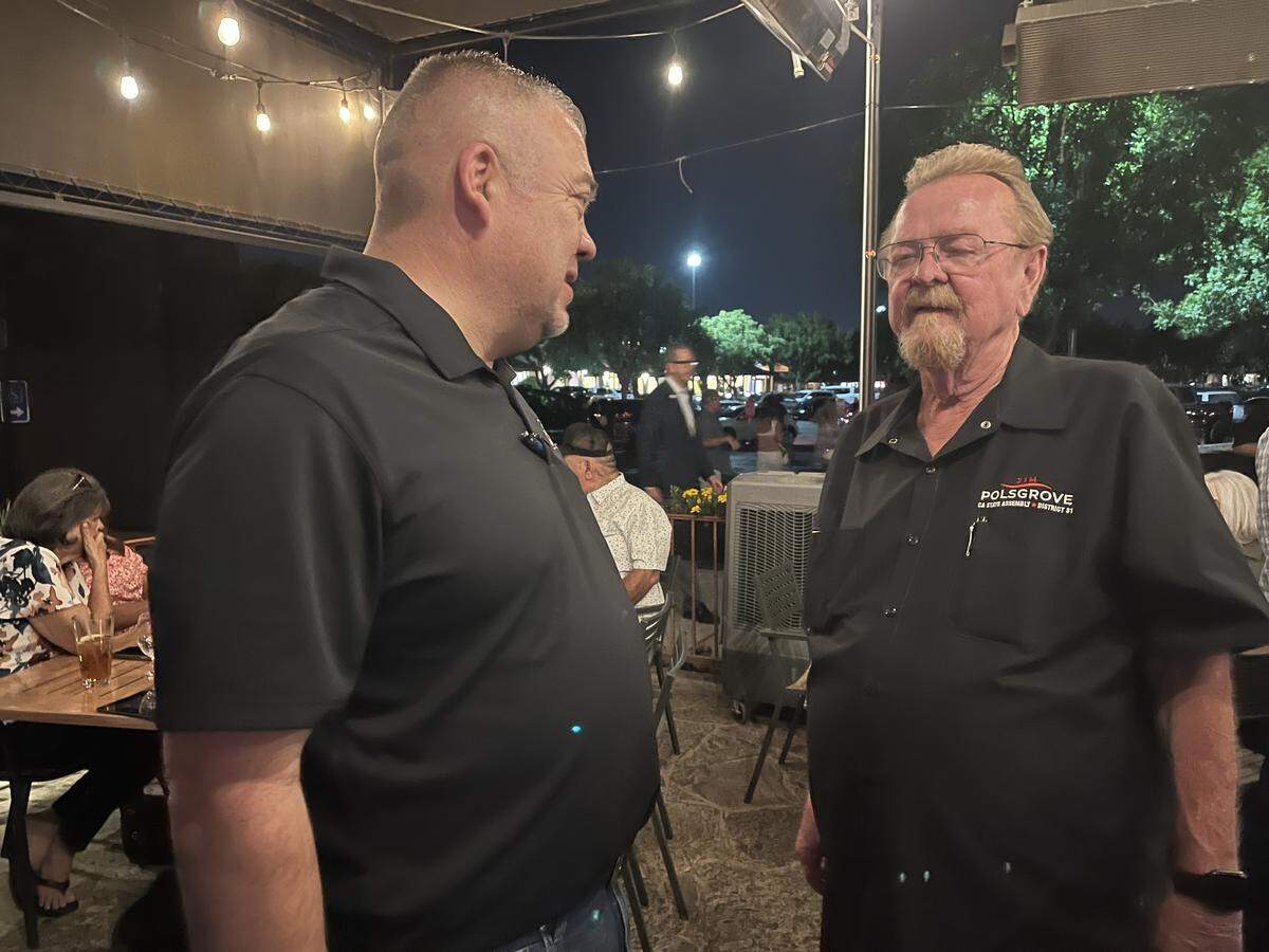 Assembly candidate James Polsgrove, R-Fresno, right, is in good position to make the November election.