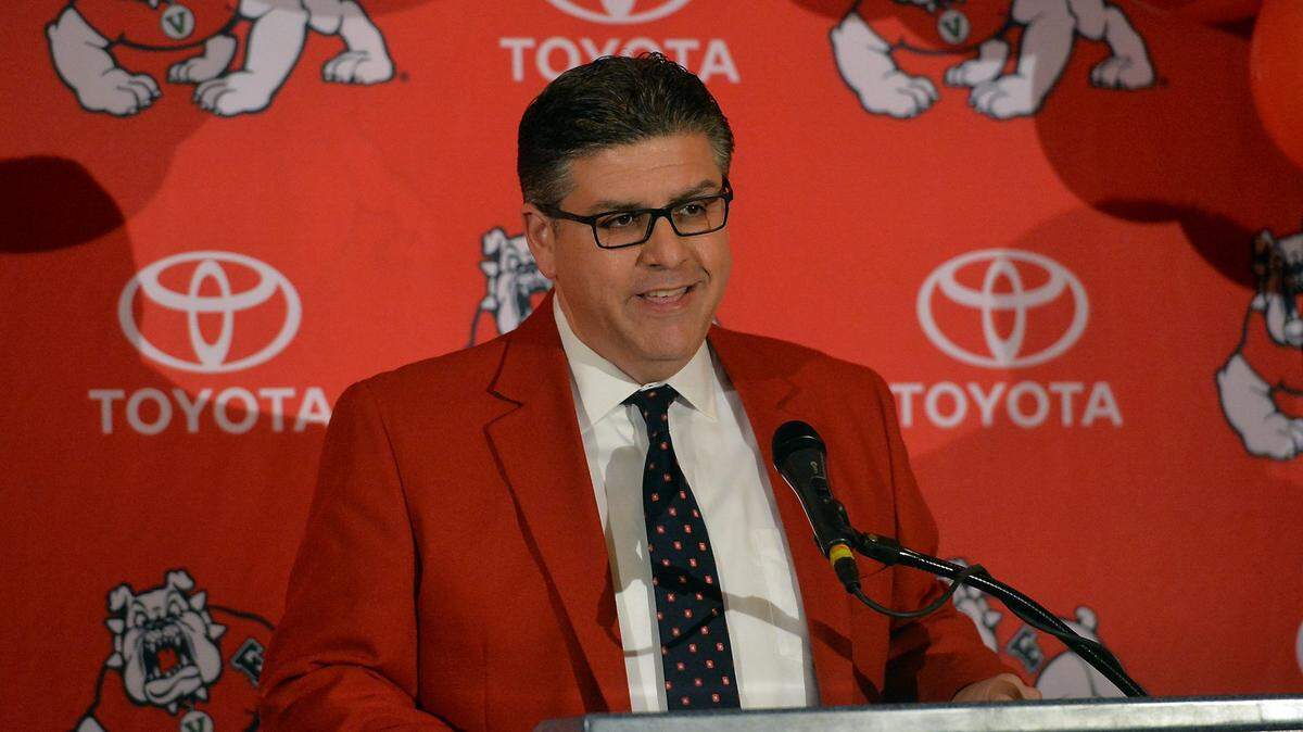 Former Fresno State President Joseph Castro at a 2016 press conference.