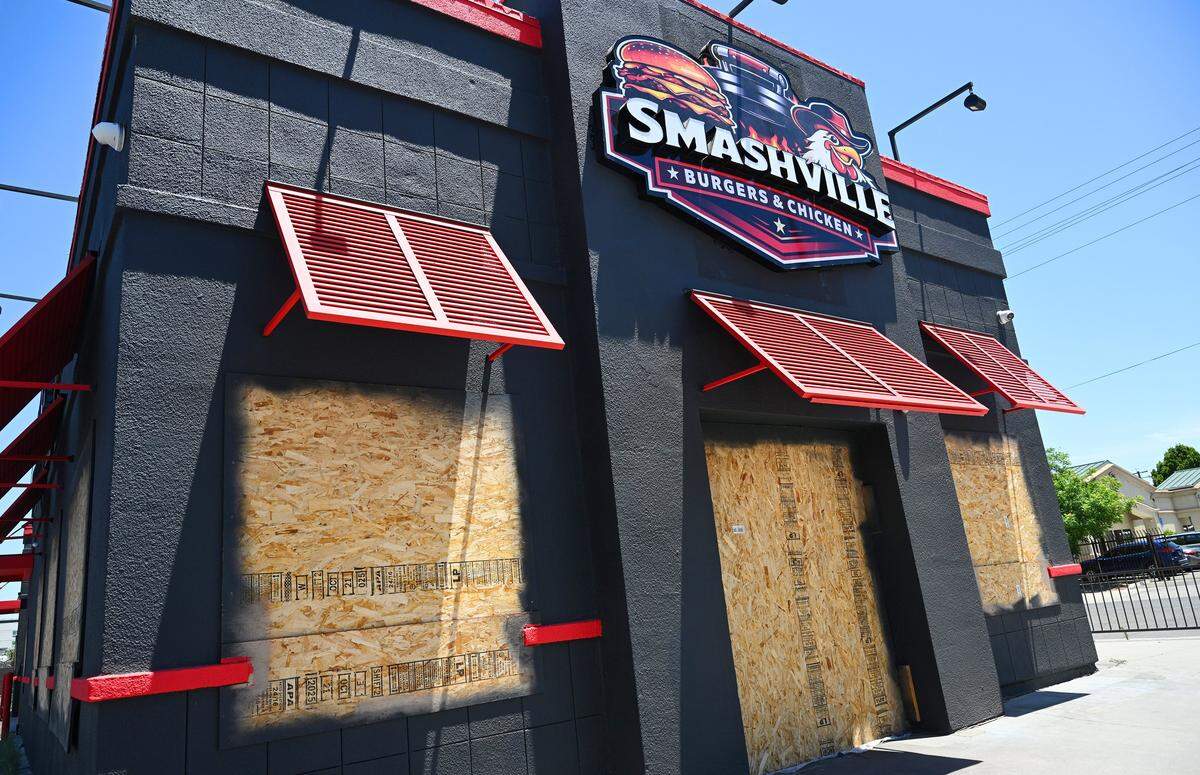 Smashville Burgers & Chicken, still under construction, will be opening in the former KFC on C Street near Fresno Street in downtown Fresno. Photographed June 3, 2026.
