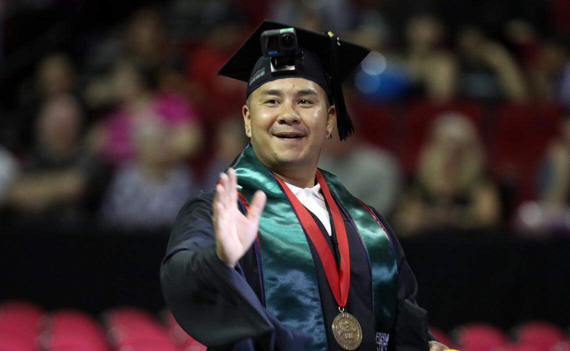 Mauricio Soriano earned a master’s degree in Plant Science with a 3.58 GPA from the Fresno State College of Agricultural Sciences and Technology at the college’s graduation ceremony at the Save Mart Center on May 16, 2025. Soriano was named the dean’s graduate medalist.