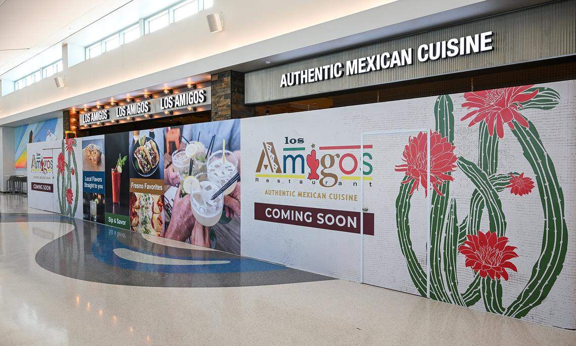 Los Amigos Mexican Cuisine is shown under construction in Concourse B, part of Fresno Yosemite International's $150 million terminal expansion project, on Tuesday, Jan. 13, 2026.