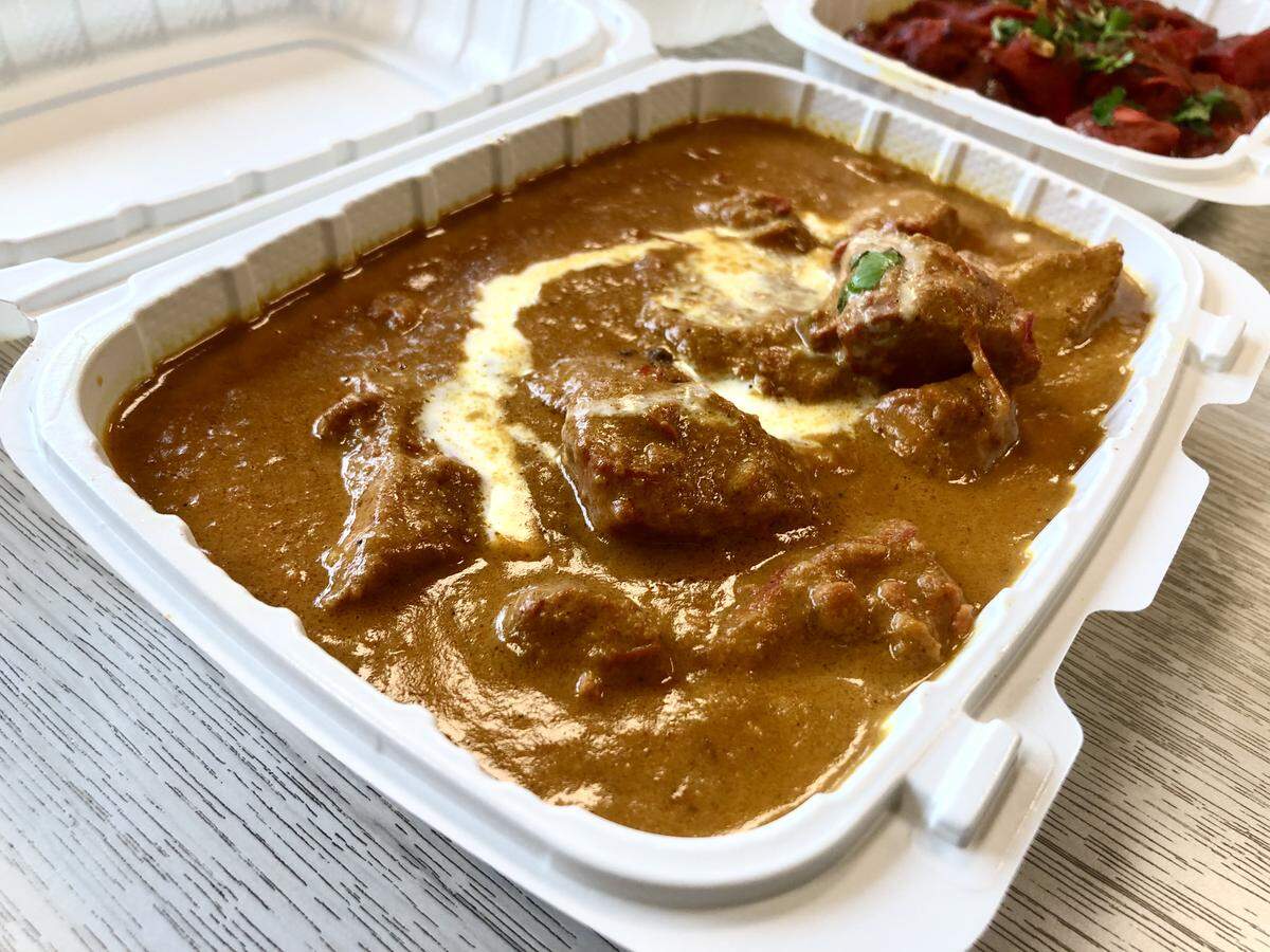 Punjabi Naan, a restaurant inside the gas station Loma Vista Market, has received praised for its Indian food. Among the dishes it serves is butter chicken.