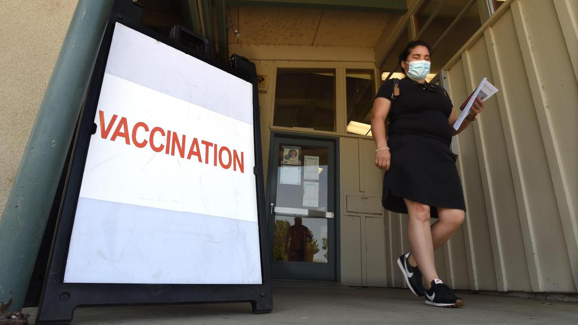 Emily Villa of Pixley leaves the Tipton Library after being vaccinated during a clinic on July 29, 2021. Villa, president of the Pixley Union School District, said she got vaccinated not only to protect herself from COVID-19, but all the people she comes in contact with. She is especially concerned about her husband, who underwent a kidney transplant two years ago. She said she told him before leaving for the clinic that if he continues to refuse to get vaccinated, then she will need to make sure his life insurance is up to date, so that if he passes, she has money to bury him.