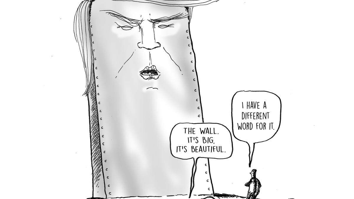 Editorial Cartoon by SW Parra - swparra@gmail.com Difference of opinion regarding Trump Border Wall