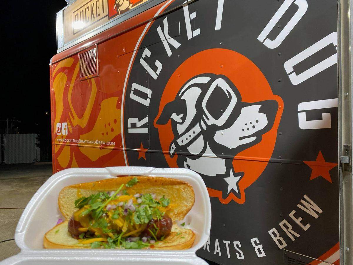 Rocket Dog’s food truck is often parked at a local brewery so you can have a hot dog or fries with your beer.