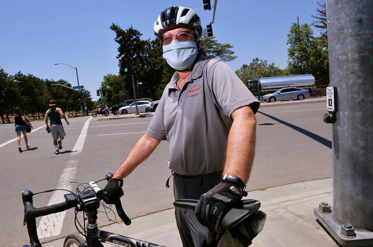 Dr. Anthony Molina of the Pedestrian and Bicycle Advisory Committee Task Force talks about proposed slow street plans for the City of Fresno which also includes deactivation of pedestrian cross buttons AKA “beg buttons” Thursday, June 4, 2020 in Fresno.