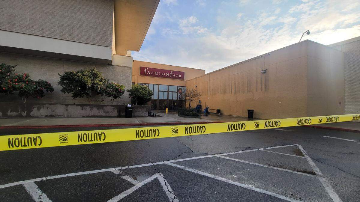 Police tape off the entrance to the Fashion Fair mall as they investigate a possible armed disturbance on March 4.