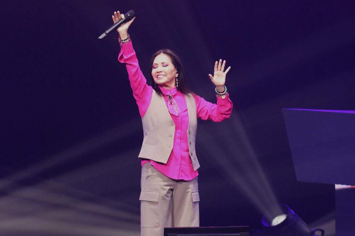 Mexican legend Ana Gabriel performs during her ‘Claro de Luna” Tour at Save Mart Center on Sept. 6, 2025, in Fresno.