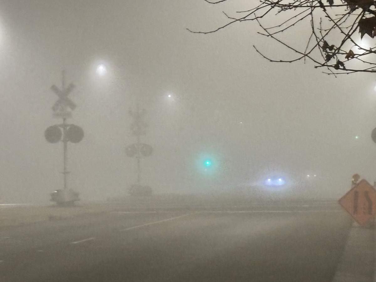 Thick fog blankets the Fresno region on Friday, Jan. 16, 2026.