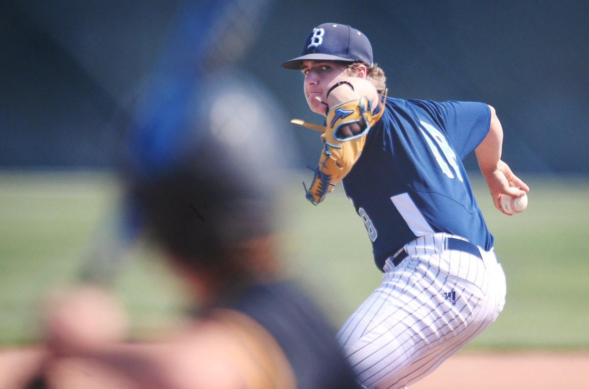 Bullard’s Sammy Reynolds, pitches against Edison in a County/Metro Athletic Conference baseball game Saturday, March 26, 2022 in Fresno.